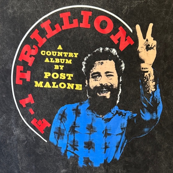 Post Malone Peace Vintage Black Graphic Tee NWT - Picture 3 of 4